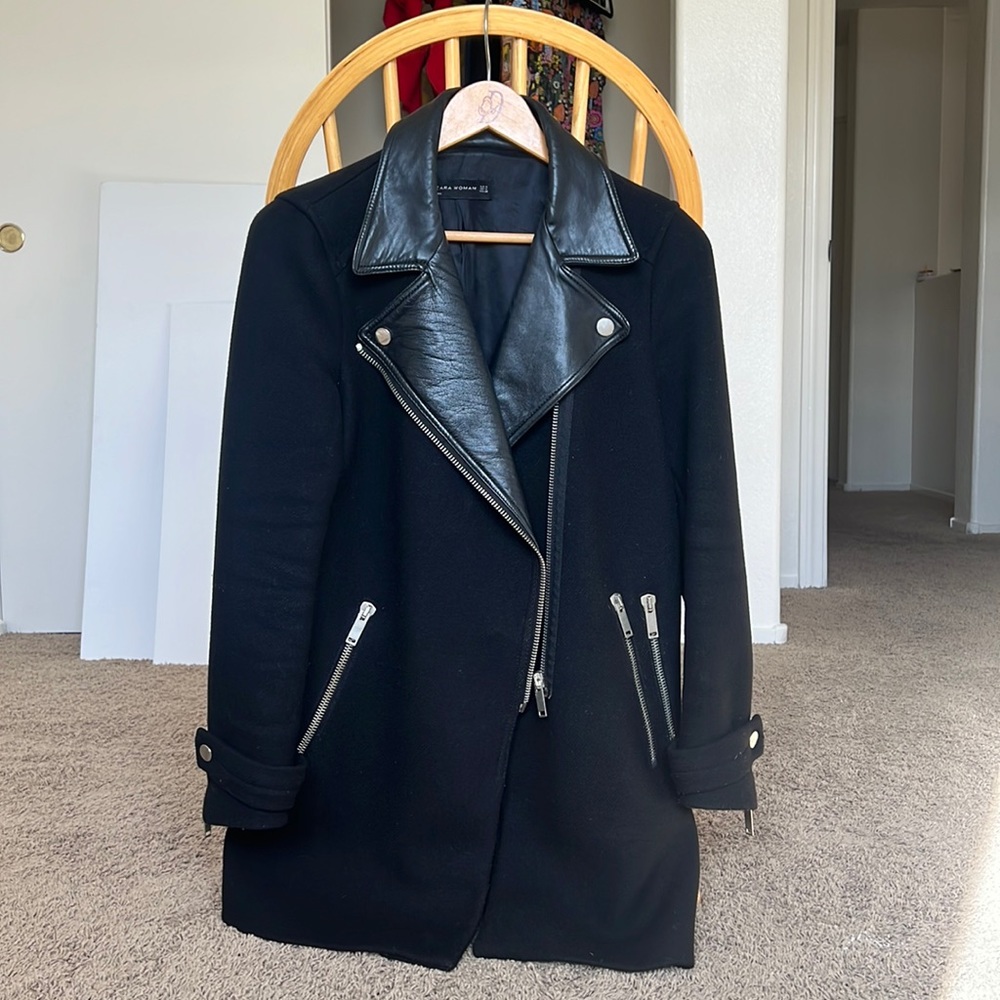 Zara Wool and Lambskin Coat